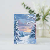 Winter Wonderland | Mountain Snow Nature Painting  Briefkaart (Staand voorkant)