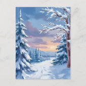 Winter Wonderland | Mountain Snow Nature Painting  Briefkaart (Voorkant)