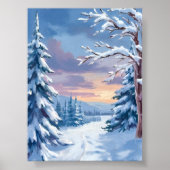 Winter Wonderland | Mountain Snow Nature Painting  Poster (Voorkant)