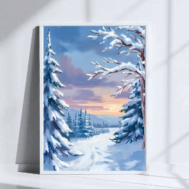 Winter Wonderland | Mountain Snow Nature Painting  Poster