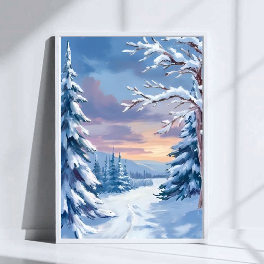 Winter Wonderland | Mountain Snow Nature Painting  Poster