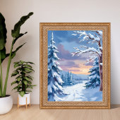 Winter Wonderland | Mountain Snow Nature Painting  Poster