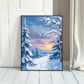 Winter Wonderland | Mountain Snow Nature Painting  Poster