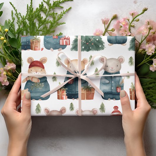 Winter Wonderland: Muizen in  truien" Cadeaupapier