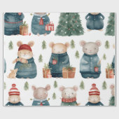 Winter Wonderland: Muizen in  truien" Cadeaupapier (Vlak)