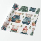 Winter Wonderland: Muizen in  truien" Cadeaupapier (Uitgerold)