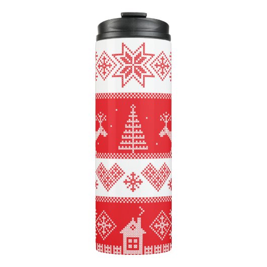 Winter Wonderland: naadloos design. Thermosbeker (Voorkant)