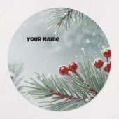 Winter Wonderland naamplaatje | Pinecones & rood Labels (Design 2)