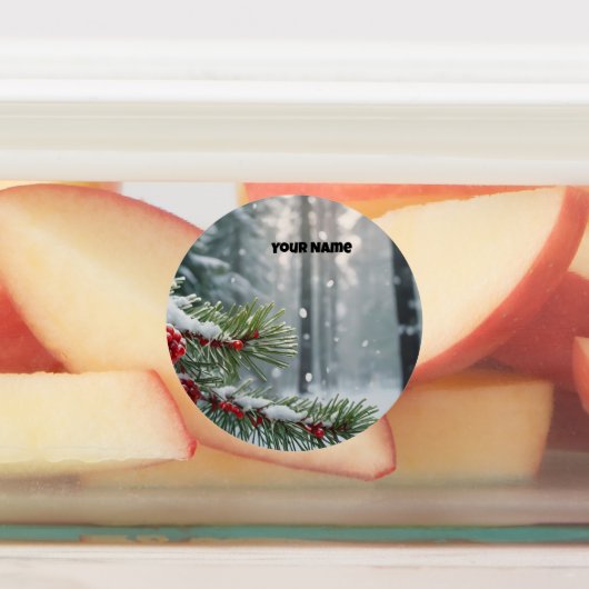 Winter Wonderland naamplaatje | Pinecones & rood Labels (Aangebracht)