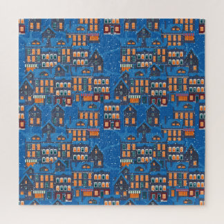 Winter Wonderland: Nachtelijke huisschalen Legpuzzel