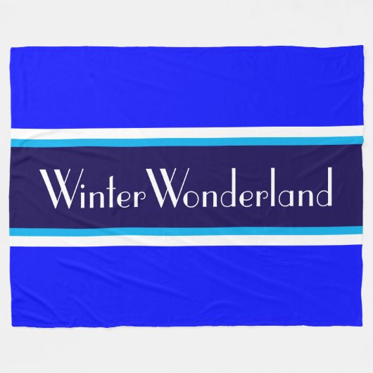 WINTER WONDERLAND Navy Himmels Koningsblauw Strepe Fleece Deken (Voorkant (Horizontaal))
