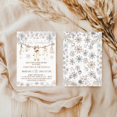 Winter Wonderland Neutral Clothesline Baby shower Kaart