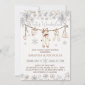 Winter Wonderland Neutral Clothesline Baby shower Kaart (Voorkant)