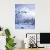 Winter wonderland nevel sparrenbos sneeuw monogram poster (Thuiskantoor)