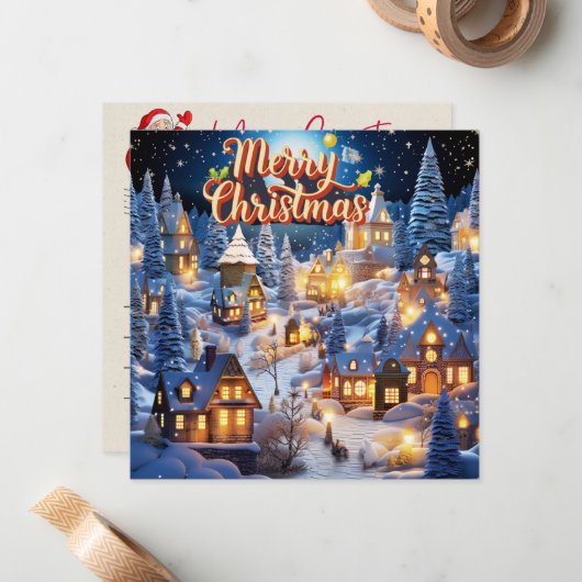 Winter Wonderland of Happiness Kerst Kaart Notitiekaartje (Voorkant / Achterkant in situ)