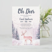 Winter Wonderland Oh Deer Baby shower Kaart (Staand voorkant)