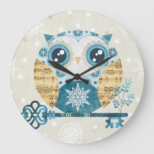 Winter Wonderland Owl Grote Klok (Voorkant)