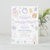 Winter Wonderland Paarse Kerstmis Verjaardagsfeest Kaart (Staand voorkant)