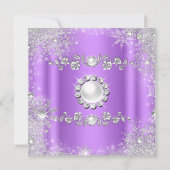 Winter Wonderland Paarse Silver Snowflake Kaart (Achterkant)