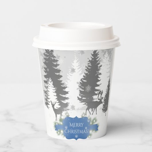 Winter Wonderland Paper cup - Blue Papieren Bekers (Achterkant)