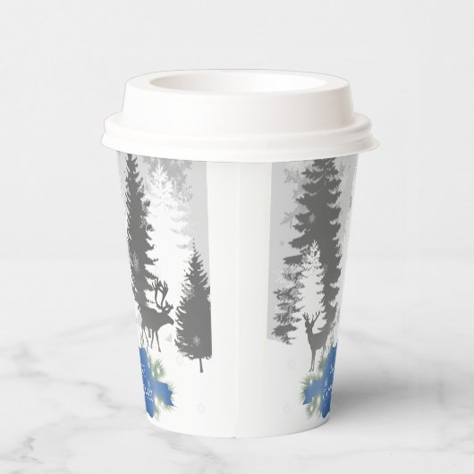Winter Wonderland Paper cup - Blue Papieren Bekers (Rechts)