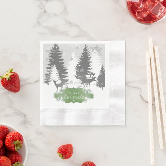 Winter Wonderland Paper Napkin - Green Servet (Insitu)