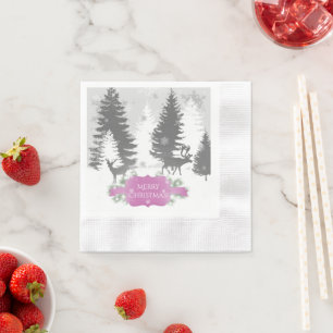 Winter Wonderland Paper Napkin - Magenta Servet