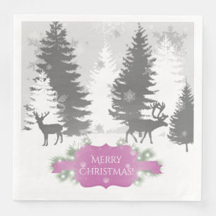 Winter Wonderland Paper Napkin - Magenta Servet