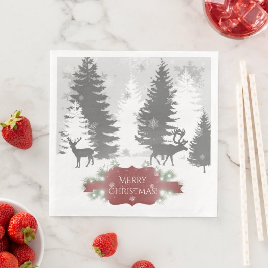 Winter Wonderland Paper Napkin - Rood Servet (Insitu)