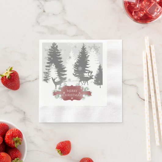 Winter Wonderland Paper Napkin - Rood Servet (Insitu)