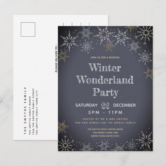 Winter Wonderland Party Holiday Uitnodiging Briefkaart (Voorkant / Achterkant)