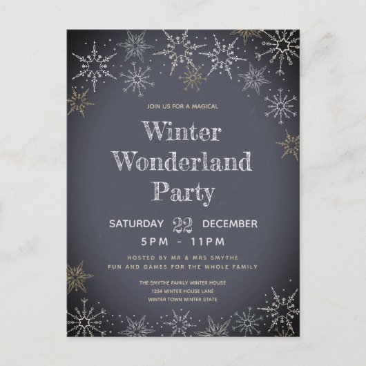 Winter Wonderland Party Holiday Uitnodiging Briefkaart (Voorkant)