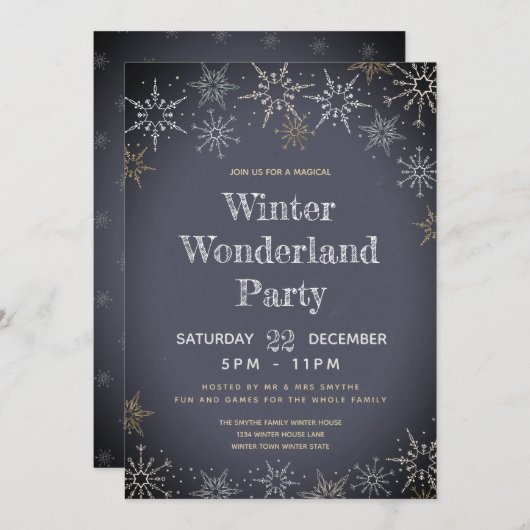 Winter Wonderland Party Kaart (Voorkant / Achterkant)