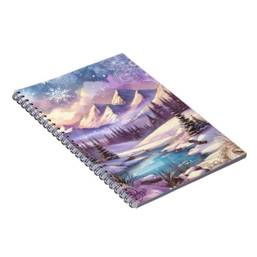 Winter Wonderland Patronen van Natuur Mountain Lak Notitieboek (Rechterzijde)