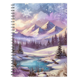 Winter Wonderland Patronen van Natuur Mountain Lak Notitieboek