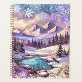 Winter Wonderland Patronen van Natuur Mountain Lak Planner