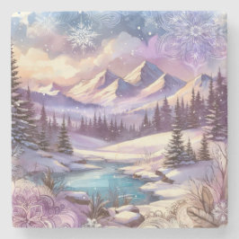 Winter Wonderland Patronen van Natuur Mountain Lak Stenen Onderzetter