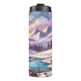 Winter Wonderland Patronen van Natuur Mountain Lak Thermosbeker