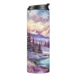 Winter Wonderland Patronen van Natuur Mountain Lak Thermosbeker