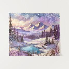 Winter Wonderland Patronen van Natuur Mountain Lak Wandkleed
