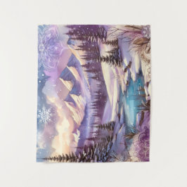 Winter Wonderland Patronen van Natuur Mountain Lak Wandkleed