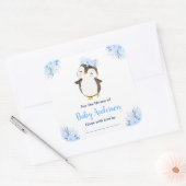 Winter Wonderland Penguin Baby shower Bookplate Vierkante Sticker (Envelop)