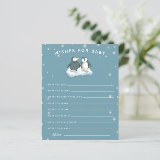 Winter Wonderland Penguins Blue Wishes for Baby (Staand voorkant)