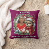 Winter Wonderland Photo Frame Reindeer Holiday Kussen (Deken)