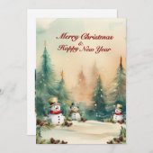 Winter Wonderland: pijnbomen en sneeuwpoppen Feestdagenkaart (Voorkant / Achterkant)