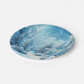 Winter Wonderland Pijnbomen Sneeuwvlokken Papieren Bordje (Gekanteld)