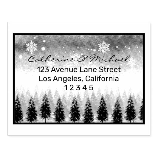 Winter Wonderland Pijnboombos Kerstbruiloft Rubberstempel (Afrduk)