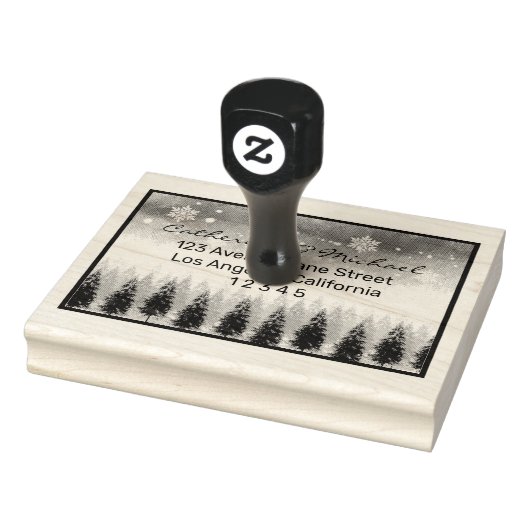 Winter Wonderland Pijnboombos Kerstbruiloft Rubberstempel (Stempel)