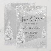 Winter Wonderland, Pijnboomgrijs Save The Date (Voorkant / Achterkant)