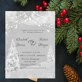Winter Wonderland, Pine Tree Gray Wedding Kaart